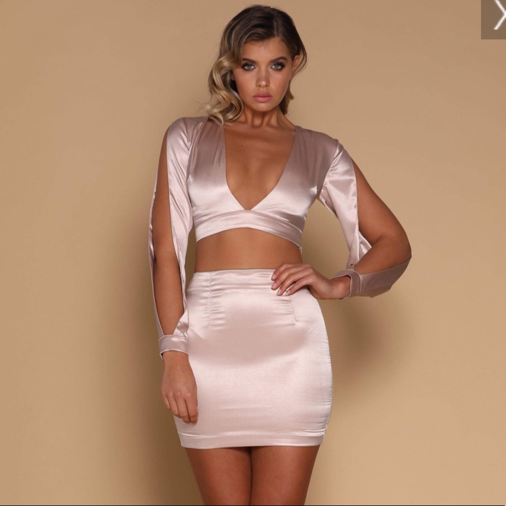 Meshki Satin Skirt Nude Blush